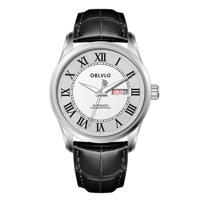 OBLVLO GC-SIM 41mm White Dial Roman Numeral/Day Date Automatic Mechanical Watch