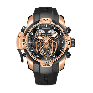 Luxury Men's Sport Automatic Rose Gold Watch from Reef Tiger Aurora Spider