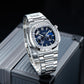 Luxury Men's 44mm Square Crystal Bezel Automatic Watch | Reef Tiger RGA2019 24-Hour Multi-Dial Business Wrist Watches