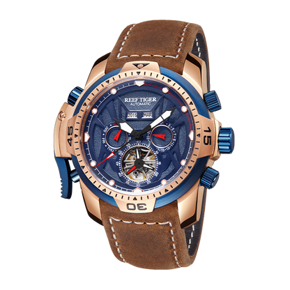 Luxury Reef Tiger Aurora Transformers Rose Gold Military Automatic Wrist Watches For Men