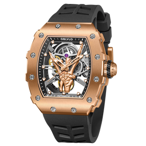 Erschwingliche Luxus-Automatikuhren aus Roségold mit Skelett – OBLVLO XM FIG-Serie