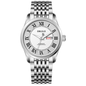 OBLVLO GC-SIM 41mm White Dial Roman Numeral/Day Date Automatic Mechanical Watch