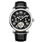 OBLVLO YM Black Dial and Numerical Hour Markers Automatic Tourbillon Style Dress Watch with Zircon Bezel