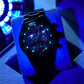 Reef Tiger Aurora Air Bubbles Black PVD Luxury Unique Skeleton Watches for Men