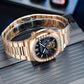 REEF TIGER RGA20S7 44mm Blue Dial Men's Multifunction Automatic Business Watch with Crystal Diamond Bezel