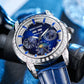 Classics Zirconia Bezel & Blue Dial Men 24 Hour Moon Phase Dress Business Watch - Reef Tiger RGA1988Classics Zirconia Bezel & Blue Dial Men 24 Hour Moon Phase Dress Business Watch - Reef Tiger RGA1988