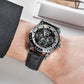 Men's Luxury Black Zirconia Bezel & Dial Multifunction Moon Phase Automatic Watch - Reef Tiger RGA1988