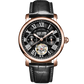 OBLVLO YM Black Dial & Rose Gold Luxury Multi-Function Tourbillon style Month/Week/Date Automatic Watches