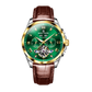 Yellow Gold Case / Green Day Date Automatic Tourbillon Style Dial Watches for Men - Reef Tiger RGA8235