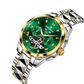 Yellow Gold Case / Green Day Date Automatic Tourbillon Style Dial Watches for Men - Reef Tiger RGA8235