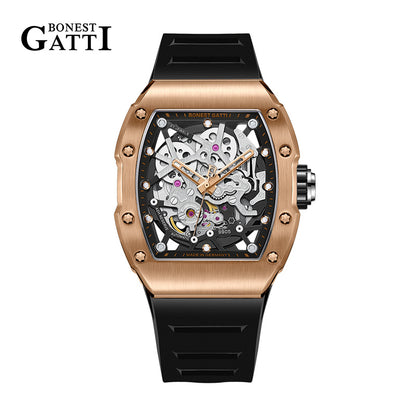 Bonest Gatti BG9905-A3, Top Quality Mens Luxury Sport Automatic Skeleton Rose Gold Watches