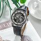 Men's Luxury Black Zirconia Bezel & Dial Multifunction Moon Phase Automatic Watch - Reef Tiger RGA1988