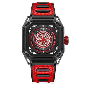 Affordable Luxury Skeleton Military Watches For Men - Red Oblvlo AK-S-BBBR