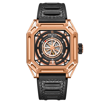 Best Luxury Rose Gold Automatic Skeleton Military Watches - Oblvlo AK-S PBB