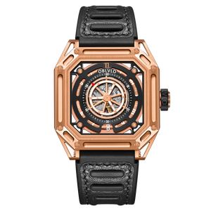 Best Luxury Rose Gold Automatic Skeleton Military Watches - Oblvlo AK-S PBB