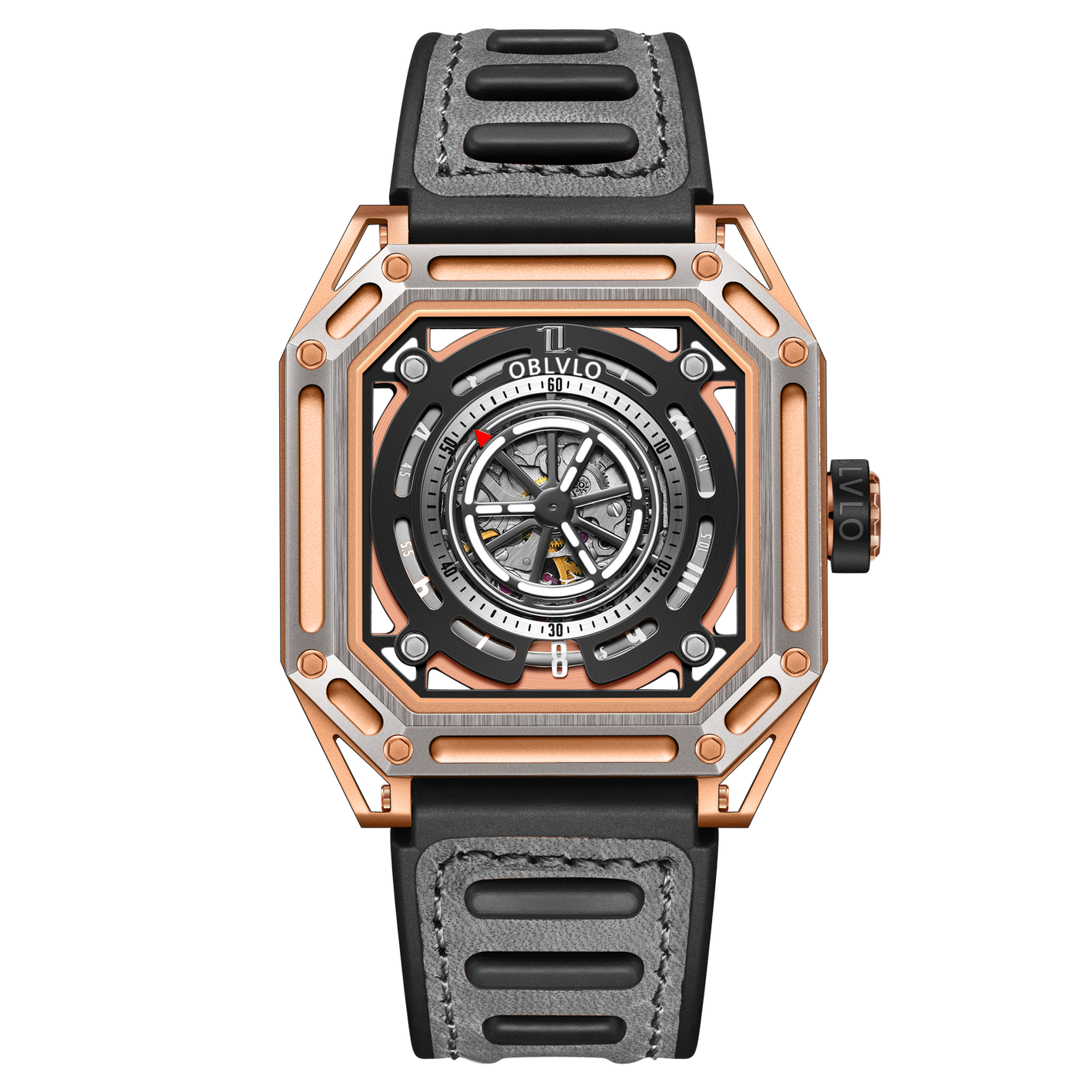 Affordable Luxury Rose Gold Skeleton Military Watches For Men - Oblvlo AK-S-TBBG