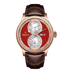 Affordable Rose Gold & Multifunction Two Eyes Mother of Pearl Subdial Automatic Mechanical Watch - OBLVLO AM Dress Watch