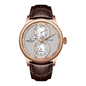 Affordable 42mm Rose Gold Two Eyes Mother of Pearl Subdial Automatic Watches - OBLVLO AM Vintage Dress Design Watch
