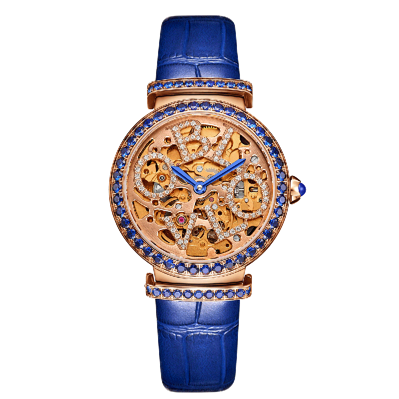OBLVLO BW-PLL Rose Gold Case &  Blue Diamond watches for ladies