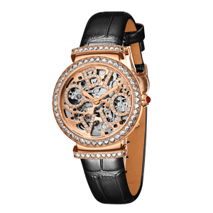 Rose Gold White Diamond Mechanical Women's Watch Oblvlo BW-RRWL