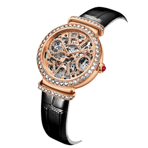 Rose Gold White Diamond Mechanical Women's Watch Oblvlo BW-RRWL