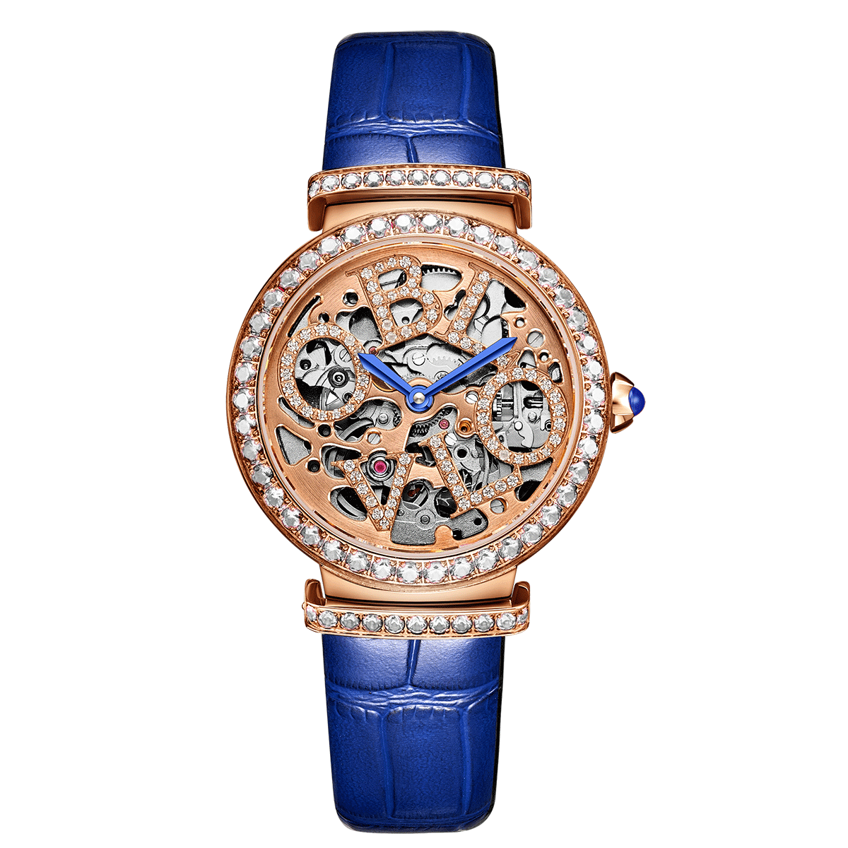 Oblvlo BW-RRLL Rose Gold Blue Diamond watches for ladies