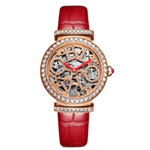 Ladies Skeleton White Diamond Rose Gold Automatic Watch OBLVLO BW-RRWE