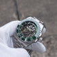 Luxuriöse automatische Skelett-Taucheruhr mit grüner Keramiklünette – Oblvlo Design DM-S PGB