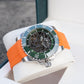 Erschwingliche Luxus-Taucheruhr mit automatischem Skelett und orangefarbenem Sportarmband – Oblvlo DM OBL DM YKSK