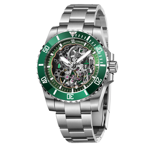 Luxury Green Ceramic Beze Automatic Skeleton Dive Watches - Oblvlo Design DM-S PGB