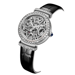 Luxury White Diamond Skeleton Watches For Ladies Oblvlo BW-SSWB