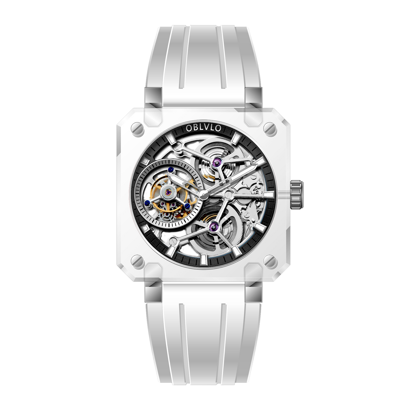 Affordable OBLVLO Men's Black Skeleton Tourbillon Watch - BR-TB-IBWR