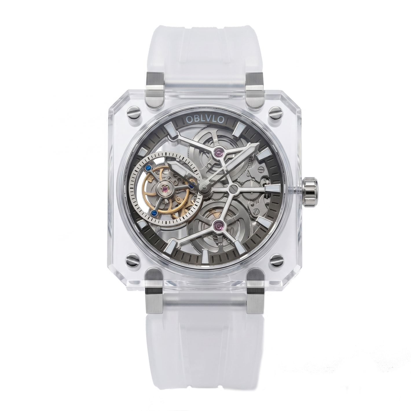 Affordable OBLVLO Men's Black Skeleton Tourbillon Watch - BR-TB-IBWR