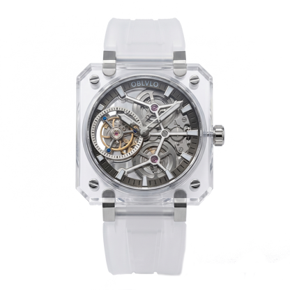 Affordable OBLVLO Men's Black Skeleton Tourbillon Watch - BR-TB-IBWR