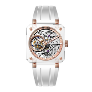 OBLVLO Affordable Luxury Rose Gold Skeleton Tourbillon Wrist Watch For Men - BR-TB-IPWR