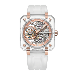 OBLVLO Affordable Luxury Rose Gold Skeleton Tourbillon Wrist Watch For Men - BR-TB-IPWR