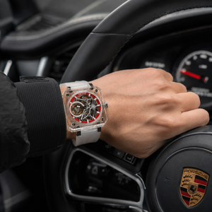 OBLVLO High Quality Full Sapphire Red Skeleton Tourbillon Mechanical Watch - BR-TB-IRWR