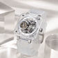 OBLVLO Full Sapphire Manual Winding Tourbillon Silver Dial Skeleton Watch For Men - BR-TB-IWWR
