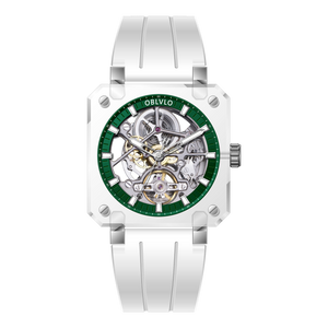 Affordable Luxury OBLVLO BRM Series Green Dial & Full Sapphire Square Case Skeleton Automatic Watch