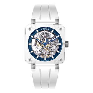 Affordable Luxury OBLVLO BRM Series - Men's Full Sapphire Blue Skeleton Automatic Mechanical Watch