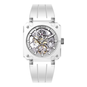 Affordable Luxury OBLVLO BRM Series Silver Dial & New Creative Full Sapphire Square Skeleton Automatic Watches