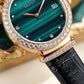 OBLVLO BW-S Women's Diamond Wrist Watch: Green Malachite Dial,Elegant Present for Ladies and Loved Ones