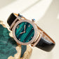OBLVLO BW-S Women's Diamond Wrist Watch: Green Malachite Dial,Elegant Present for Ladies and Loved Ones