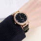 OBLVLO BW-S Rose Gold Starry Sky Dial Quartz Watches - Genuine Leather Strap Watches for Women