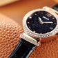 OBLVLO BW-S Rose Gold Starry Sky Dial Quartz Watches - Genuine Leather Strap Watches for Women