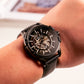 OBLVLO CAM AR-SK Men's Classic All Black 3-Hand Automatic Skeleton Dial 42mm Watch