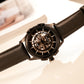 OBLVLO CAM AR-SK Men's Classic All Black 3-Hand Automatic Skeleton Dial 42mm Watch