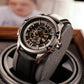 Men's Watch with Automatic Skeleton and Genuine Leather or Stainless Steel Band - OBLVLO CAM AR-SK