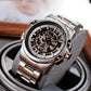 Men's Watch with Automatic Skeleton and Genuine Leather or Stainless Steel Band - OBLVLO CAM AR-SK