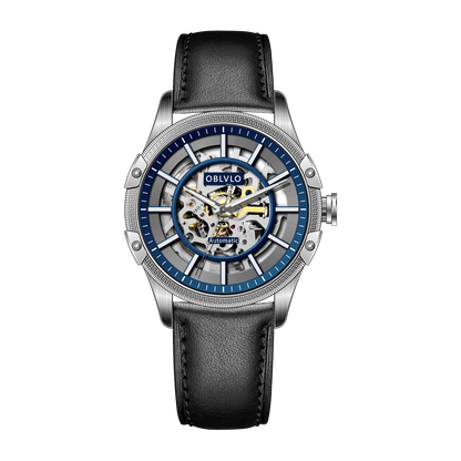 OBLVLO CAM AR-SK Men's Automatic Watch with Mechanical Movement and Skeleton Dial